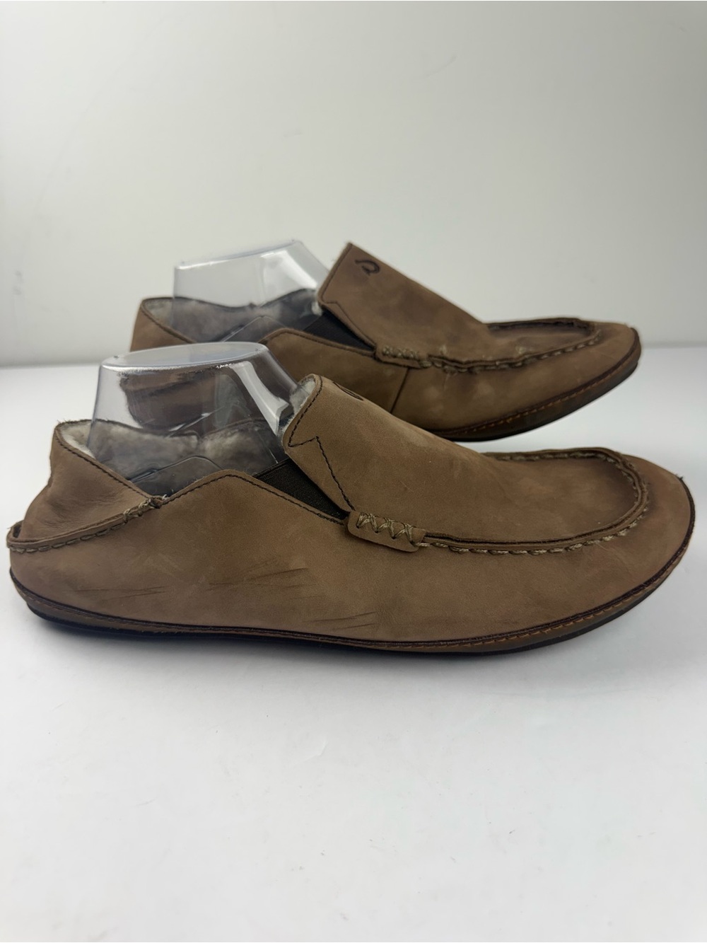 Olukai Mens 12 Moloa Brown Leather Slipper Slip On SEE ALL.